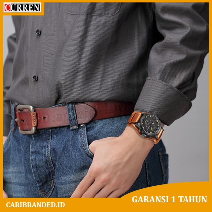 COD - CURREN ASLI Jam Tangan Kulit Pria / Jam Tangan Cowok Anti Air Analog 8225