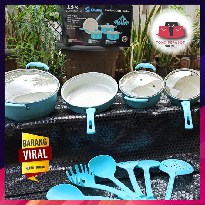 Panci Set Cookware Set 13 Pcs Kuaida Handle Anti Leleh / Anti Bakar Sarah78801