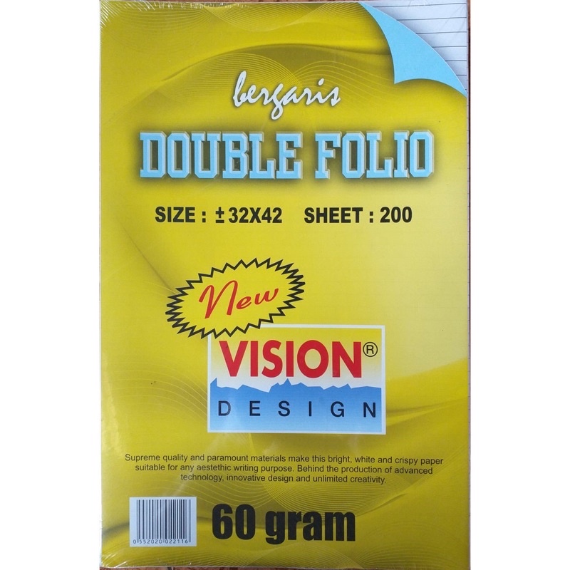 

Kertas Double Folio Bergaris VISION isi 200 lembar