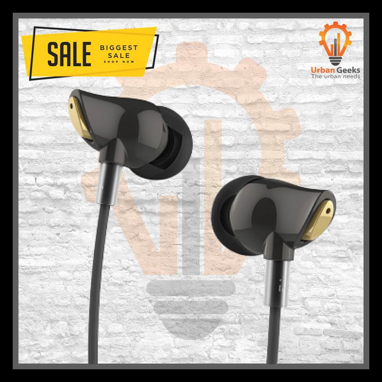 Headset Rock Zircon Original Earphone IEM Headset Stereo Bass - Hitam Earphone KOMPLIT