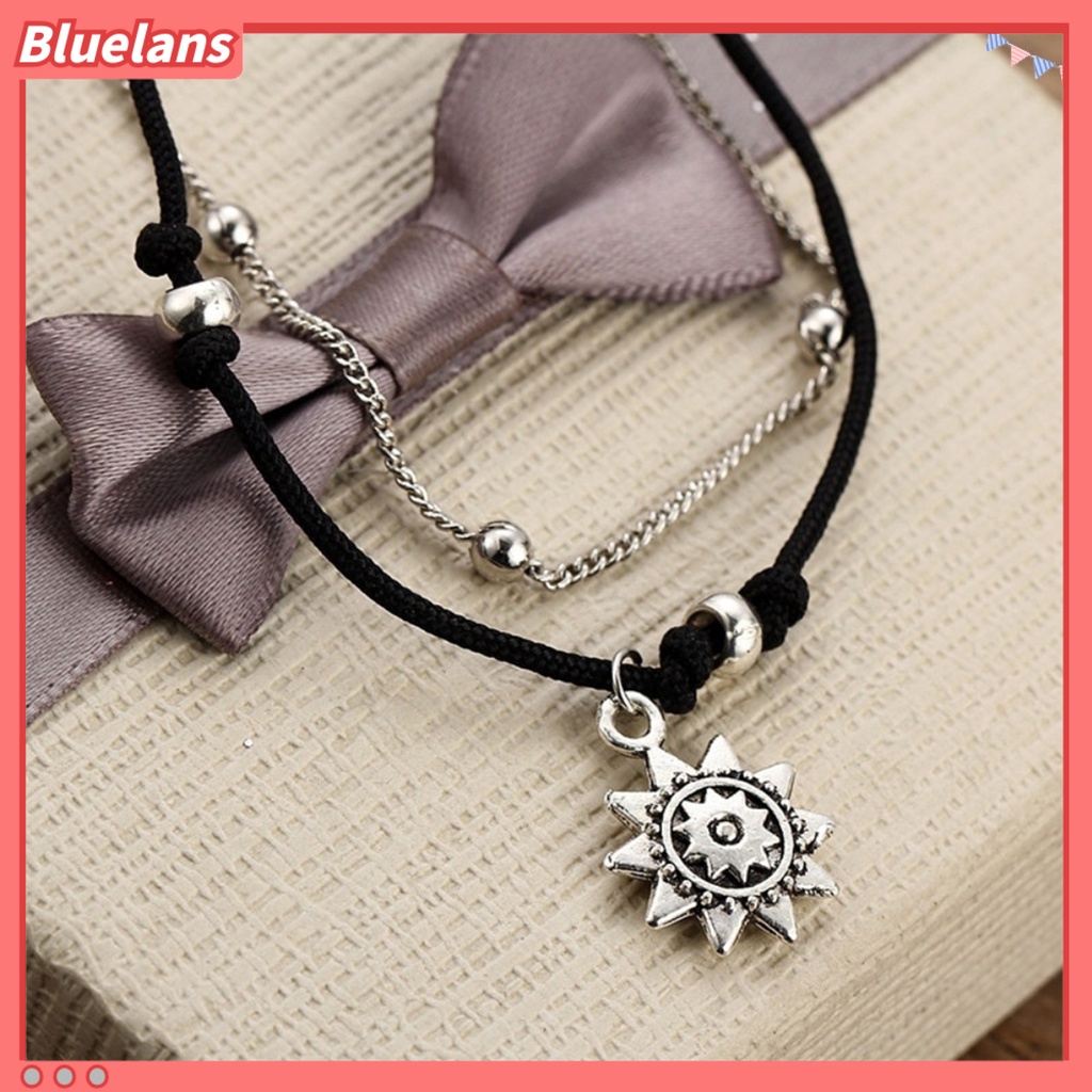 Bluelans Chain Anklet Sun Shape Convenient to Store Silver Color Women Foot Anklet Jewelrys