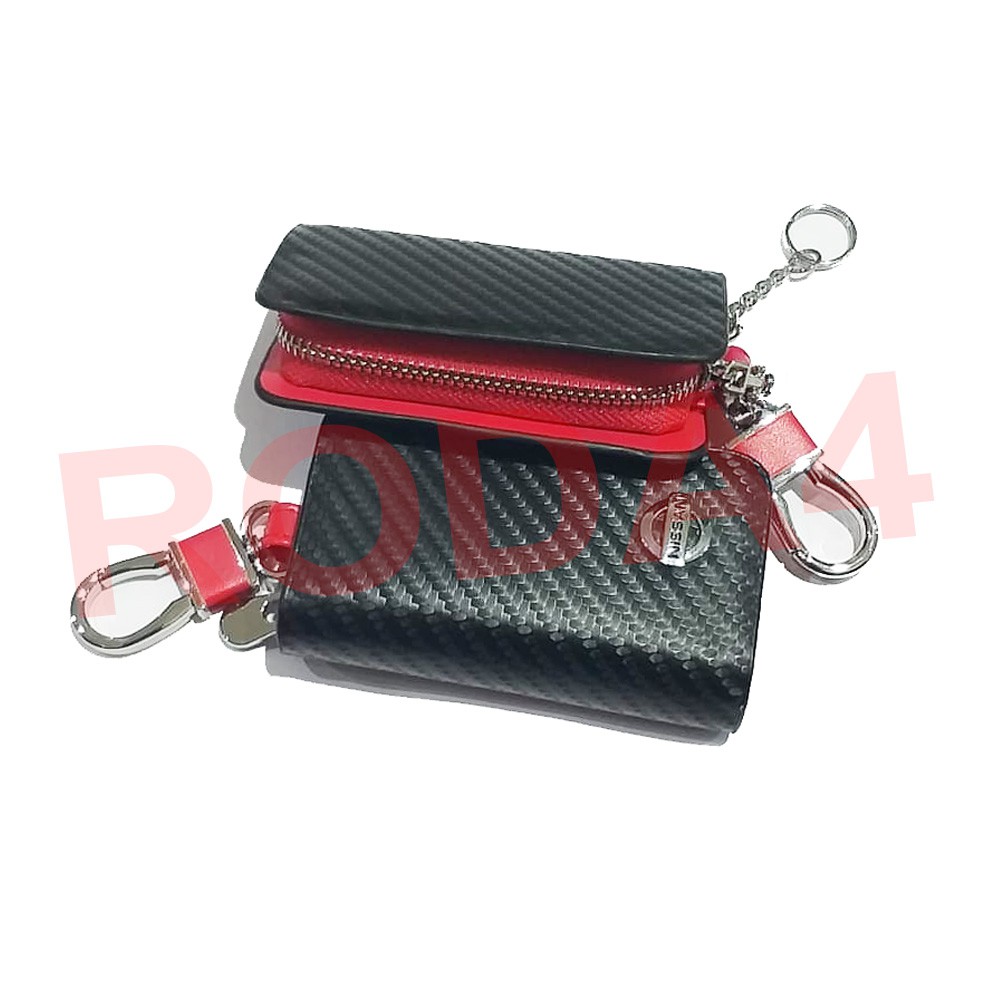 Dompet STNK Mobil Logo Nissan Motif Carbon