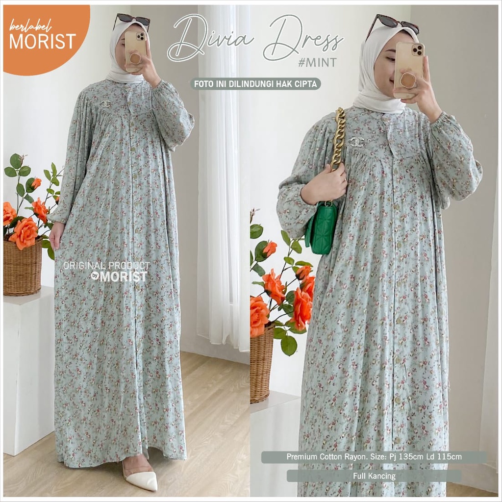 Divia Dress Gamis Allsize Premium Cotton Rayon Original Morist Berlabel / 276