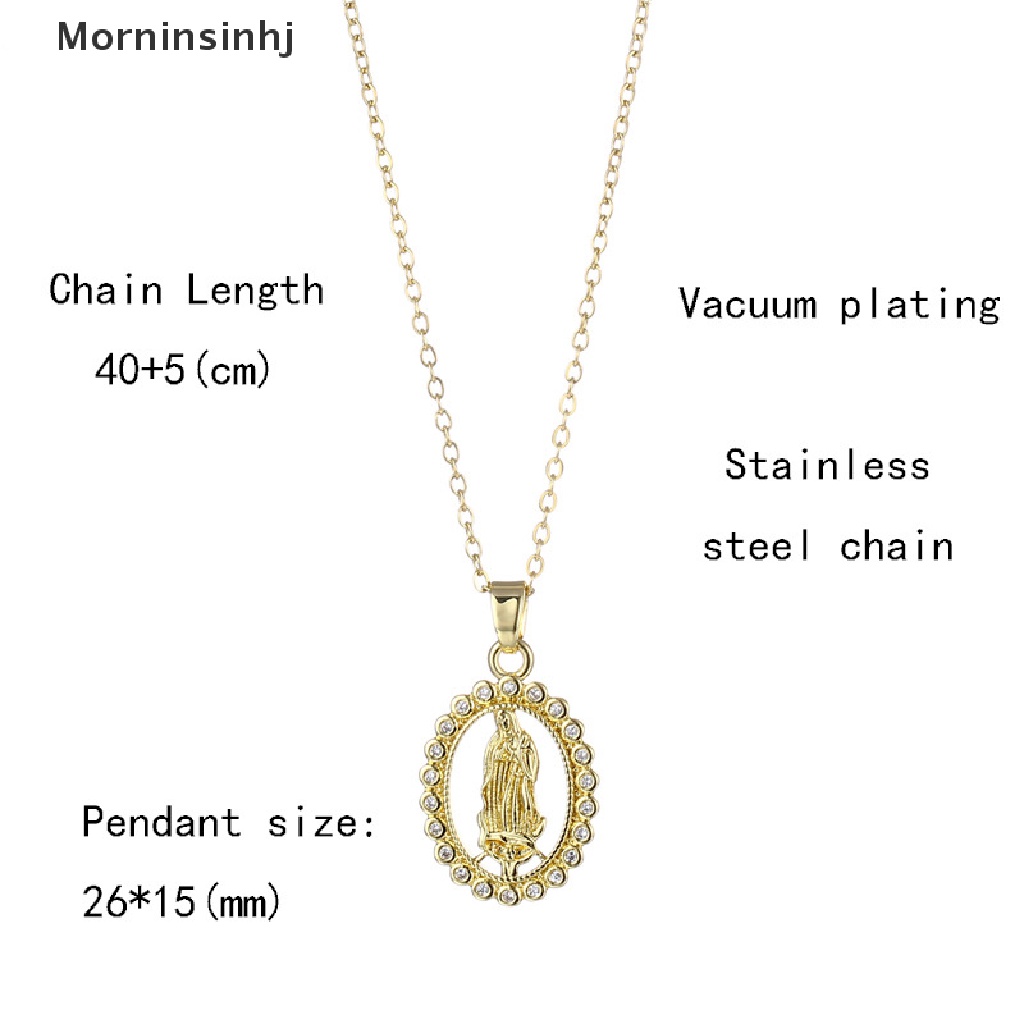 Mornin Virgin Mary Pendant Kalung Wanita Emas Kristal Bunda Maria Guadalupe Kalung Tembaga Cubic Zircon Jewelry id