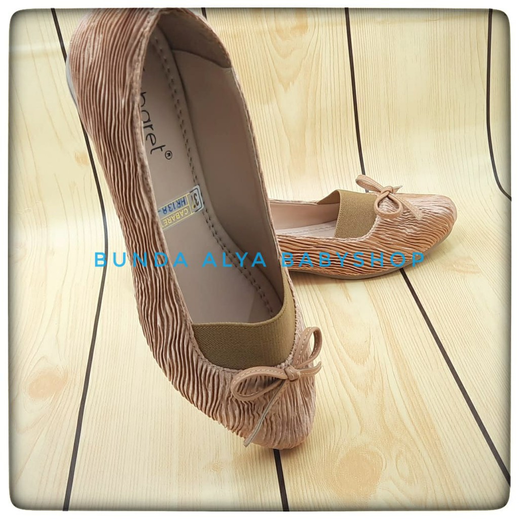 Sepatu Wanita CABARET Flatshoes Premium COKLAT Size 37 - 40 Pita - Sepatu Flat Wanita Casual