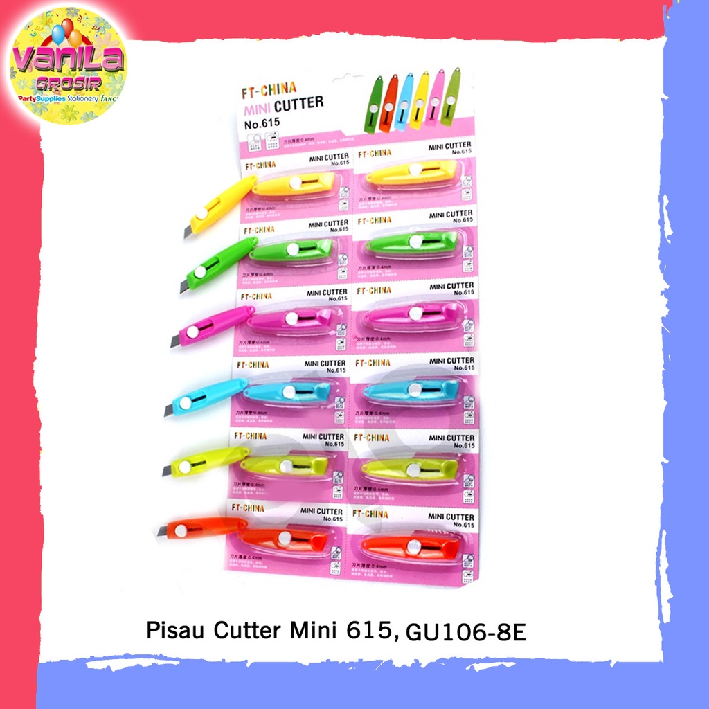

(12Pcs) Cutter Mini Warna Warni, Pisau cutter mini, Cutter renteng MIni