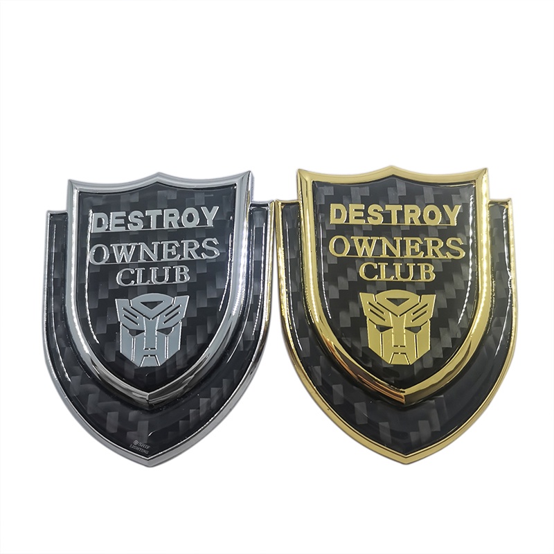 1pc Stiker Emblem Logo AUTOBOT DESTROY Owners Club Bahan Metal Carbon Fiber Untuk Dekorasi Mobil