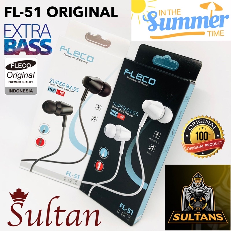 grosir handsfree hf fleco fl51 original super bass hifi earphone