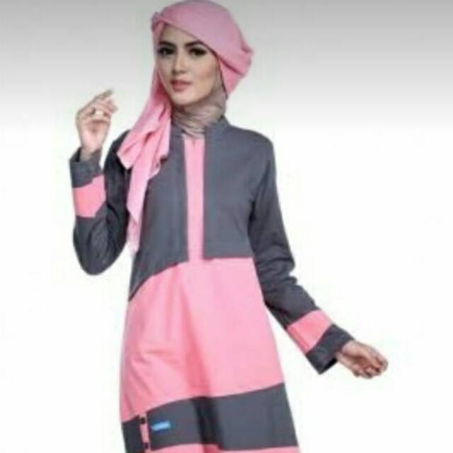 ALNITA ATASAN WANITA MUSLIM AA 10 READY WARNA ABU PINK SIZE 4L / 4XL