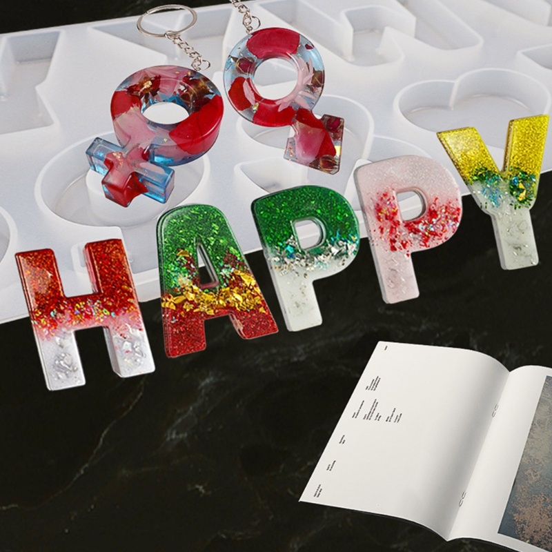 Siy Cetakan Resin Epoksi Bentuk Huruf Alfabet Bahan Silikon Untuk Dekorasi Gantungan Kunci