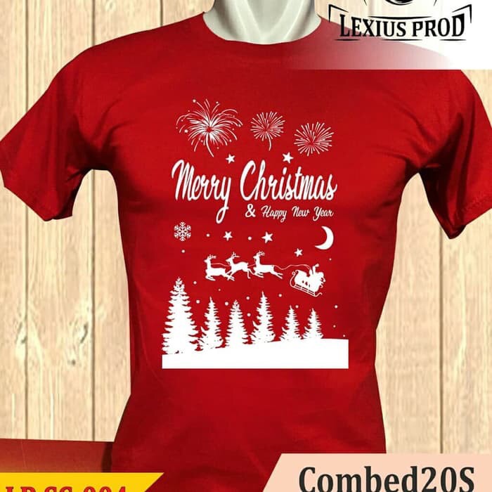 KAOS  BAjU TSHIRT NATAL MERRY CHRISTMAS AND HAPPY NEW YEAR KOTAK