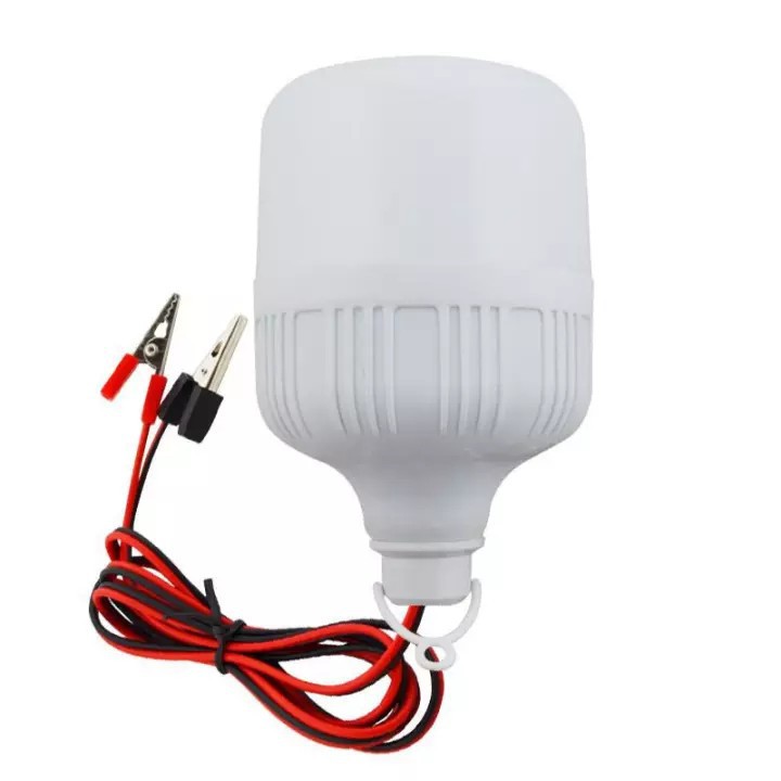 LAMPU AKI LED BULD DC 15 WATT BOHLAM 12V KABEL JEPIT ACCU CAHAYA PUTIH