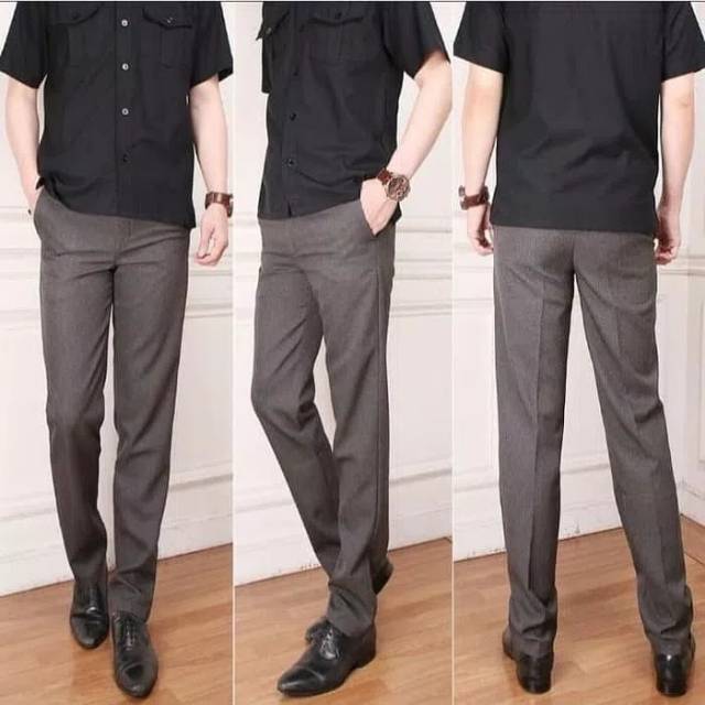 Celana bahan slimfit pria warna mocca