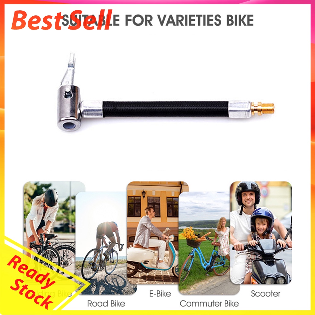 Motorcycle Car Bike Tyre Inflator Hose MTB Air Pump Extension Tube Adapter