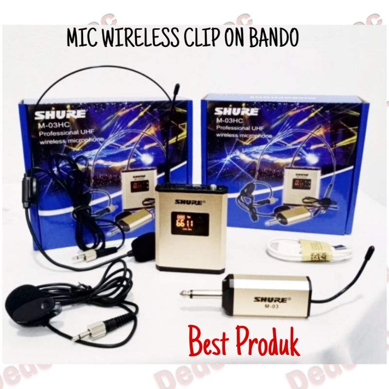 MIC WIRELESS SHURE M 03HC MIC WIRELESS CLIP ON MODEL BANDO
