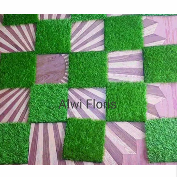 Rumput Sintetis Swiss full hijau tinggi rumput 3cm ukuran kotak 20cmx2 -karpet rumput sintetis -karp