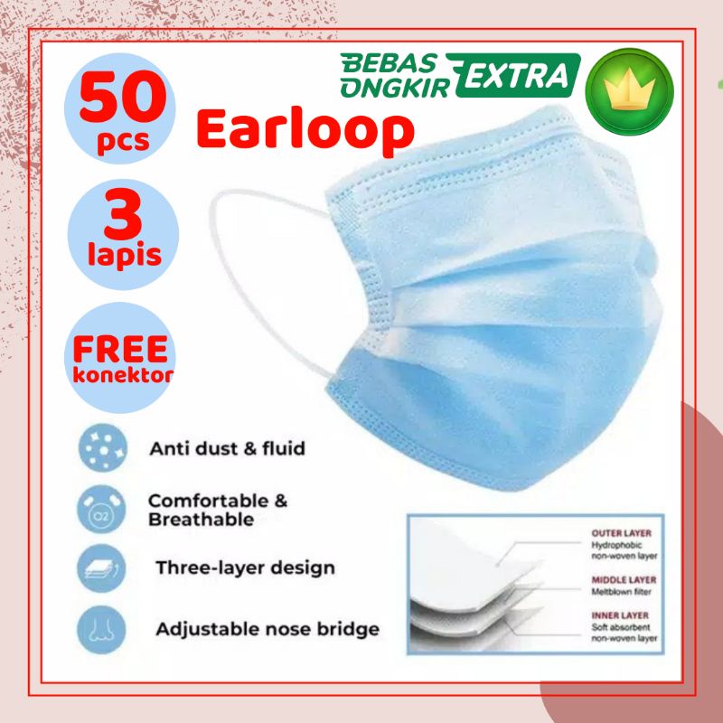 FREE ONGKIR Masker Earloop 3ply 3lapis 3D original kn95 kf94 - premium face mask