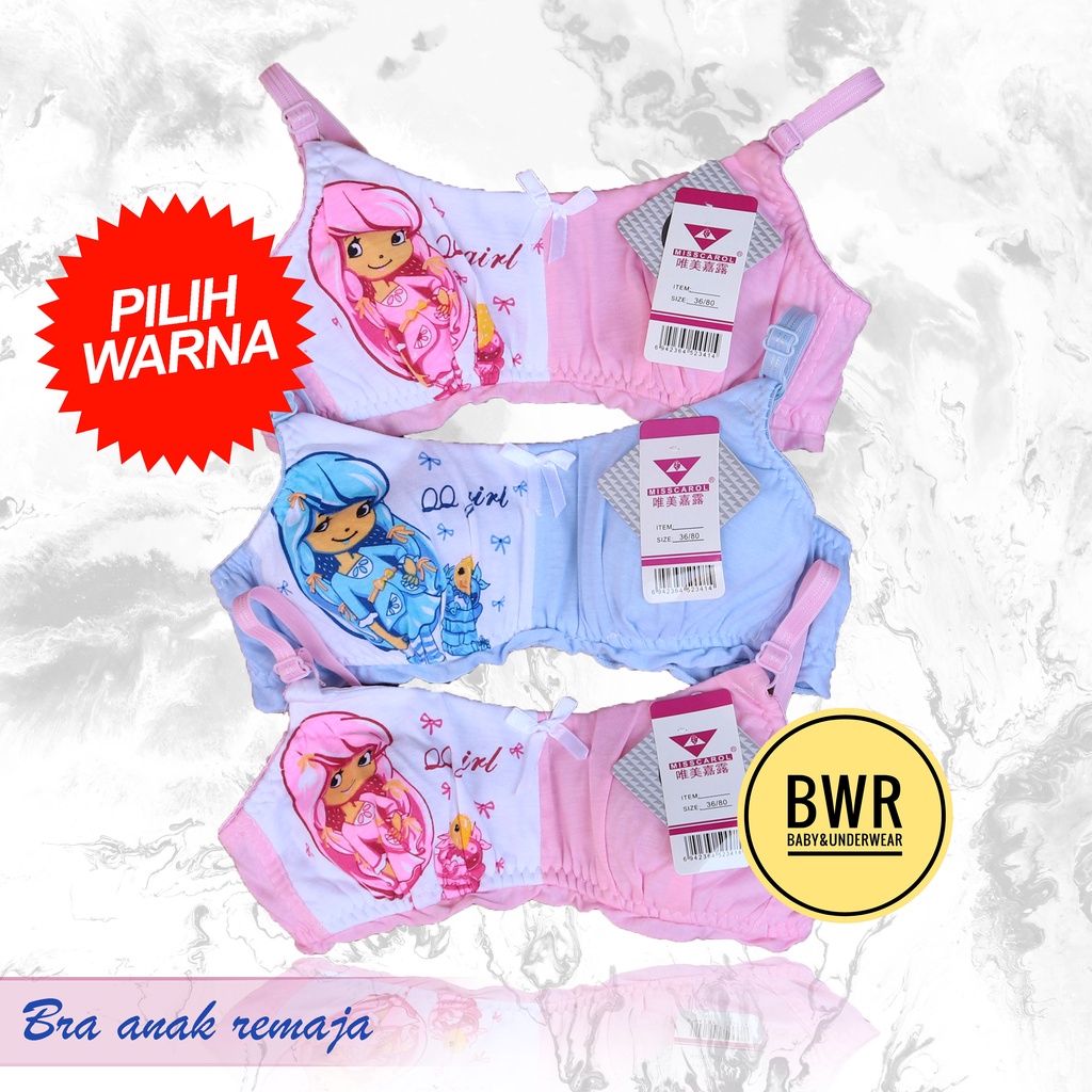 BH Misscarol ABG Remaja / Bra Miscarol Anak Perempuan Busa Tipis Kait 2 PILIH WARNA | Bwr