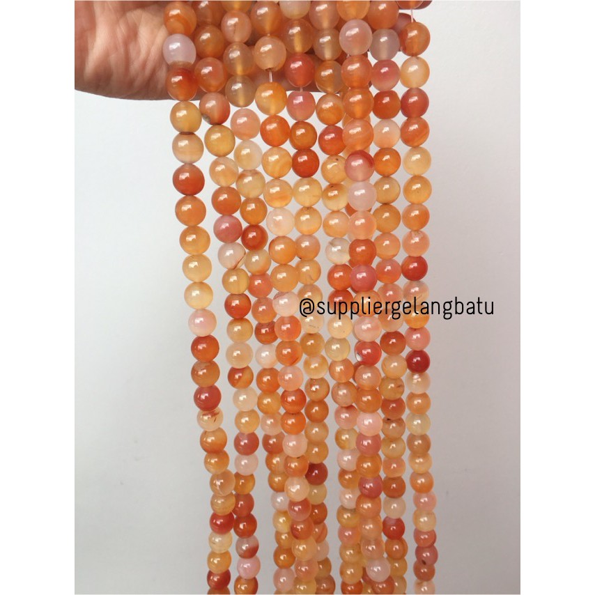 Carnelian Putih Orange Natural Stone Batu Perhiasan Fashion 12mm Akik Bacan Renteng Natural Akik