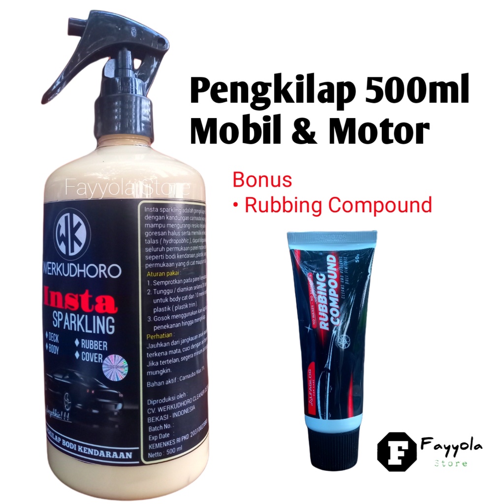 Insta Sparkling 500ml bonus Rubbing Compound / Pengkilap dan penghilang baret / Pengkilap Mobil