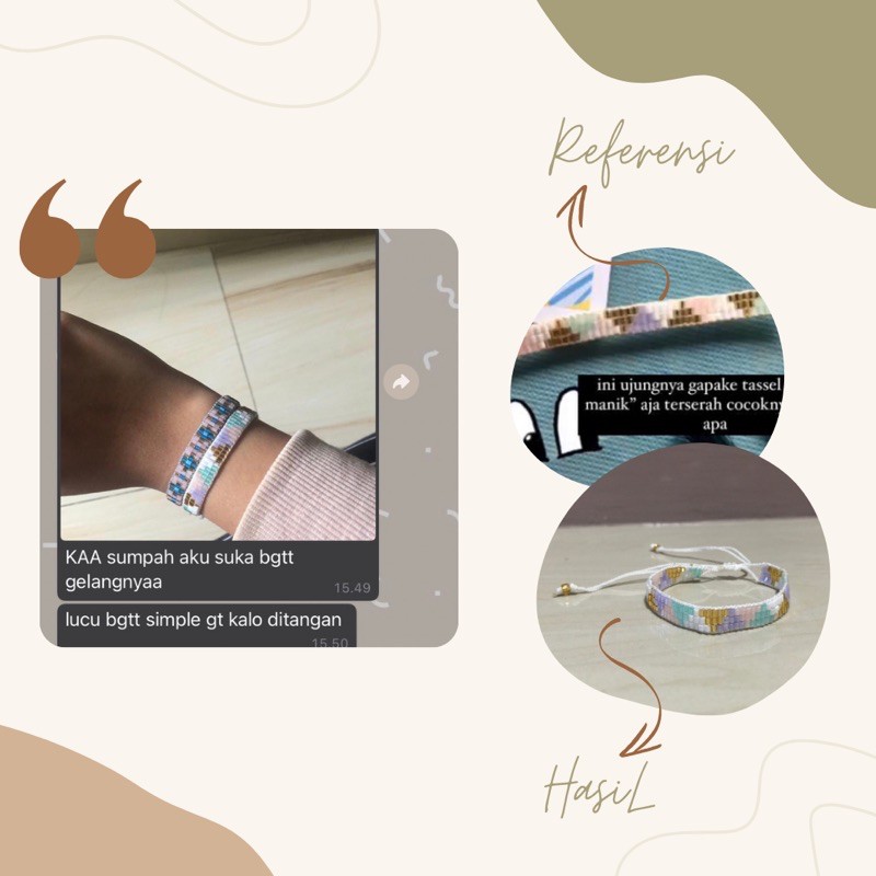 Custom Kalung Gelang Manik Beads Etnik Persahabatan Korea Strap Mask