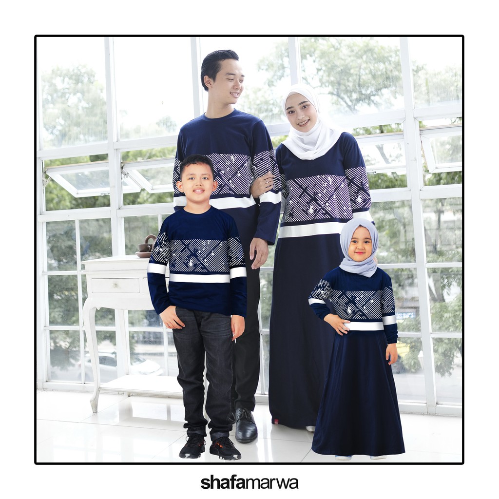 Baju Couple Keluarga Gamis Kaos Kapelan Seragam Bahan Kaos Katun Combade 24s Sarimbit Ayah Ibu Gamis