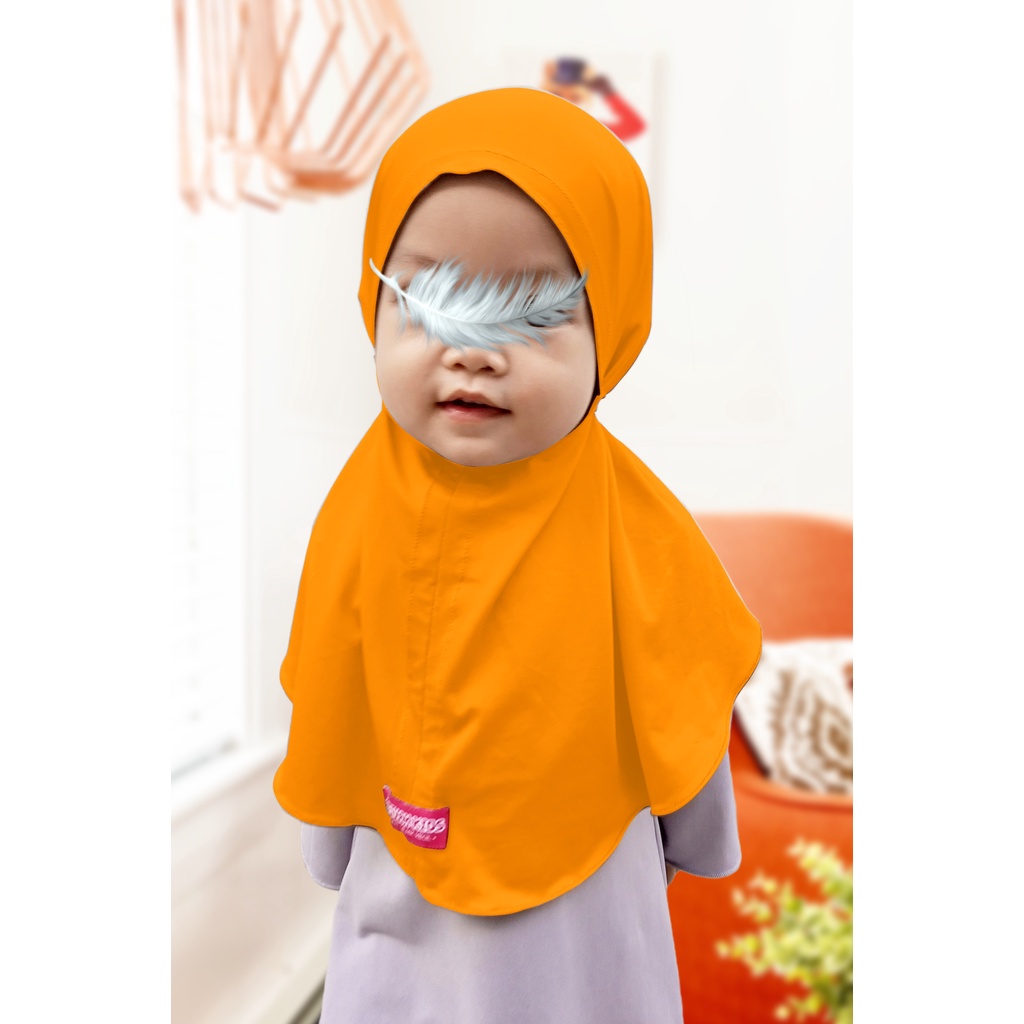 Jilbab Bergo Tali Humaira Hijab Instan Anak Bayi Balita Usia 0 - 2 1/2 Tahun-Kunyit