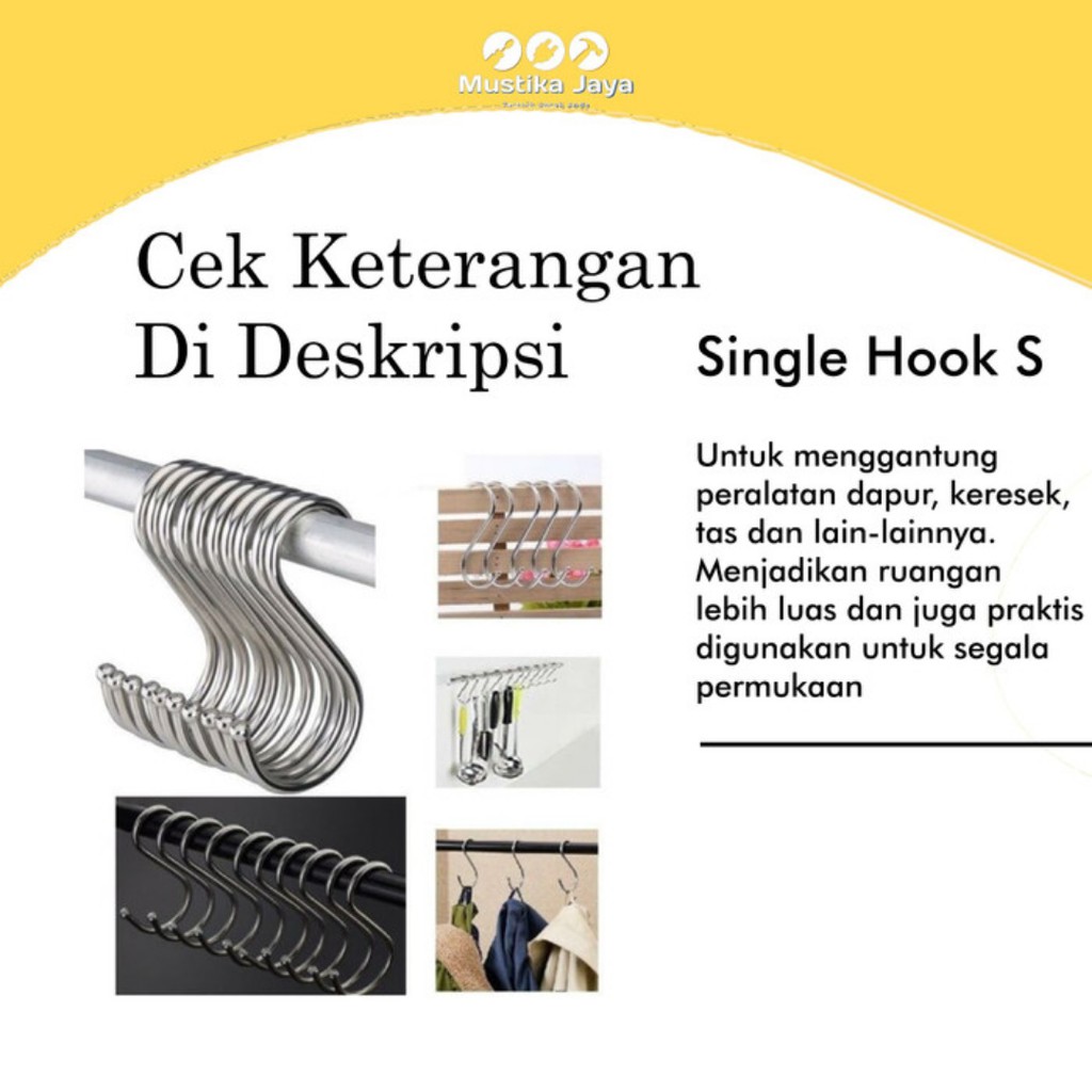 Gantungan Stainless Gantungan Serbaguna Hook Single Stainless