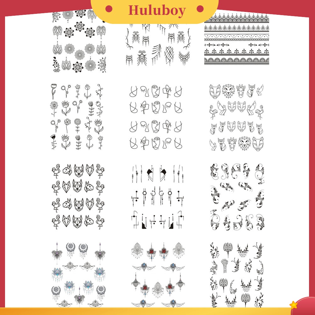 Huluboy Huluboy♡ Stiker Kuku Motif Bunga / Bulu Untuk Manicure / Nail Art DIY