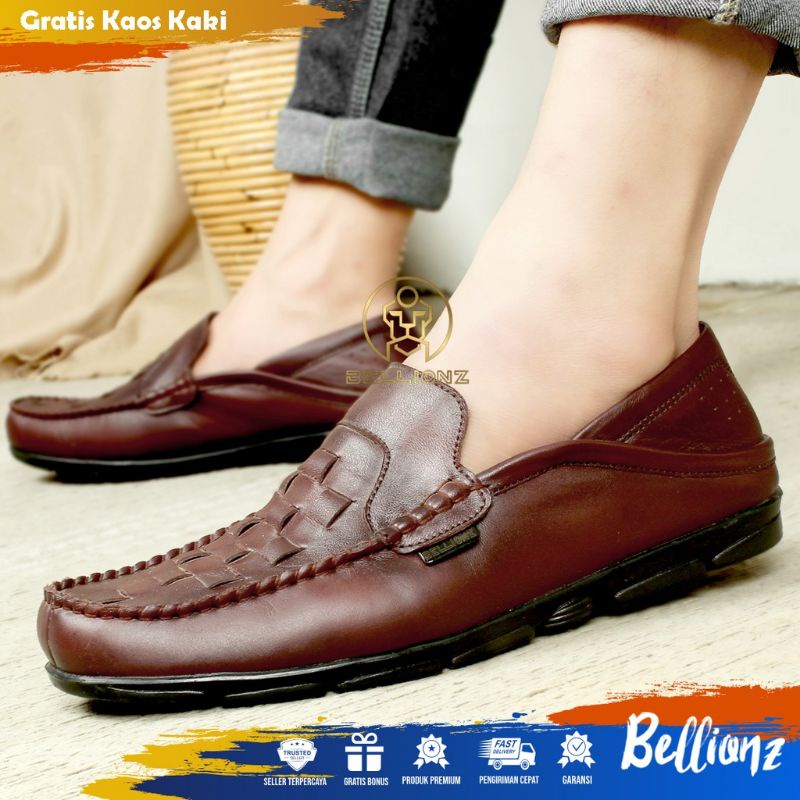 COD -  SEPATU KULIT PRIA CASUAL - SEPATU KANTOR PRIA CASUAL - PANSUS HITAM COKELAT XT4Y