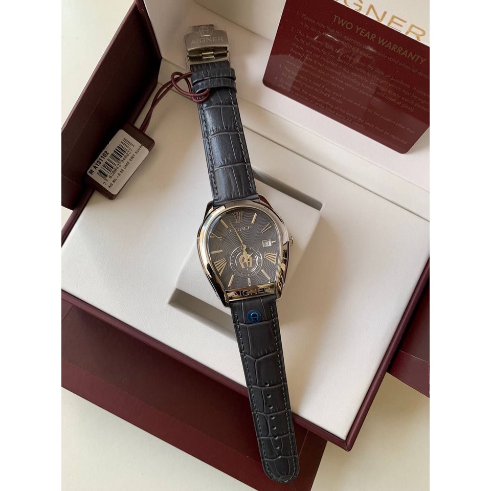 BNIB AIGNER MILANO GREY EMBOSSED CROCO SHW M