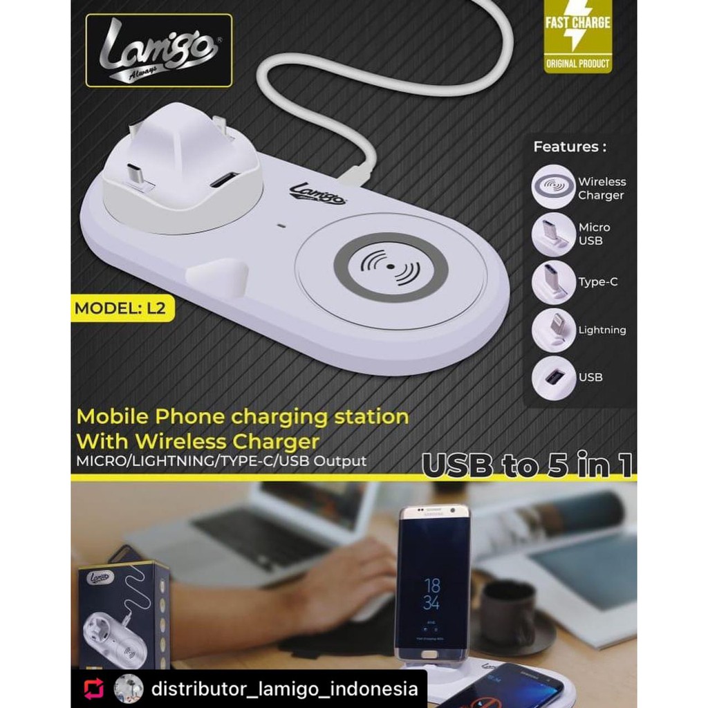 Wirelles Charger Lamigo 5in1 L2 Fast Charger