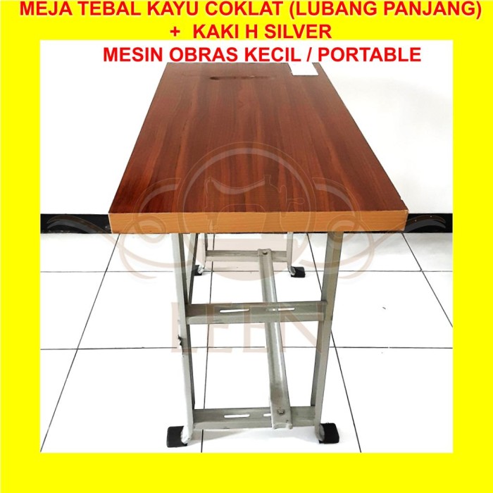 Meja &amp; Kaki SET Mesin Jahit Obras Kecil/ Portable TEBAL- H Silver LEEN