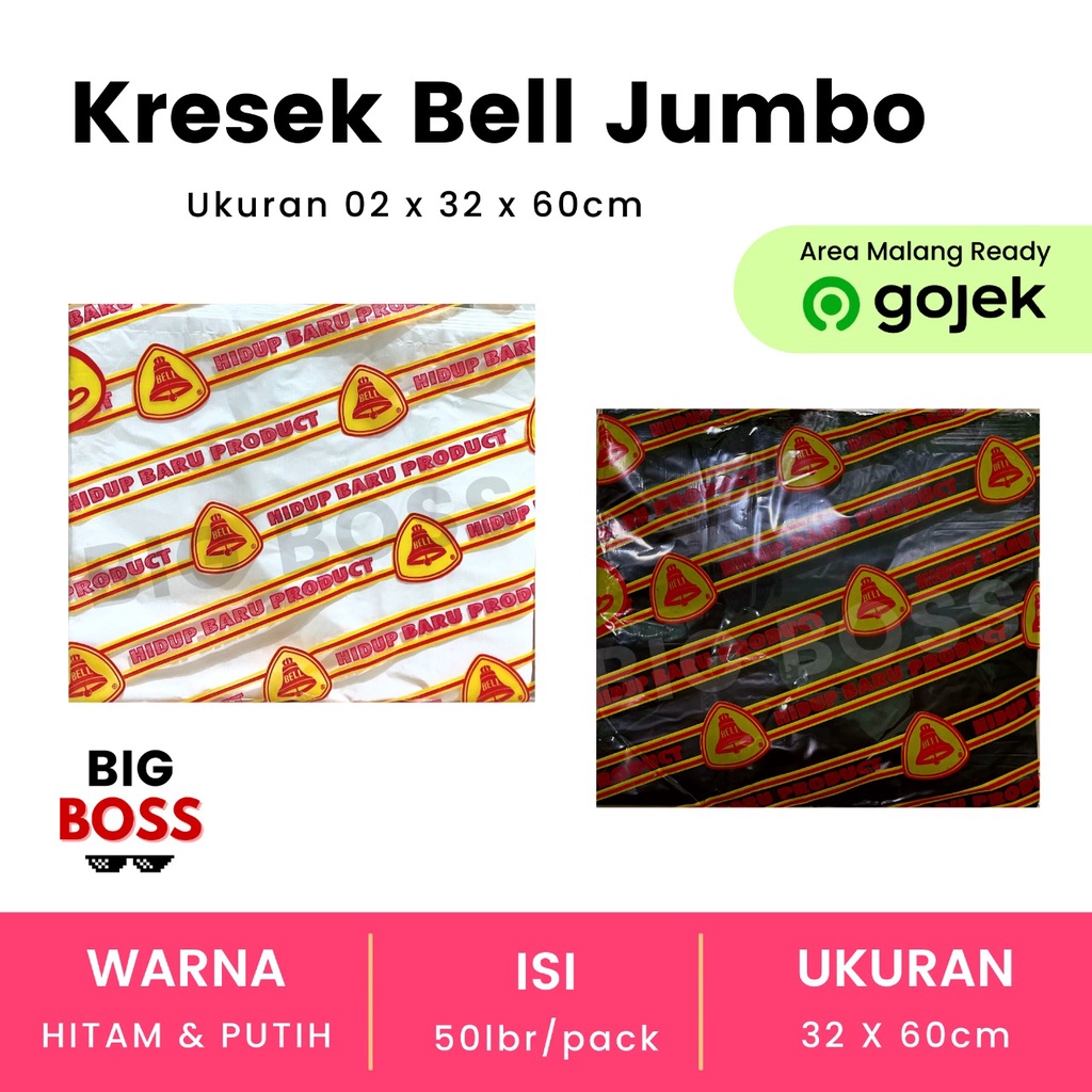 [ISI 50 LBR] Kantong Kresek Super Bell Hitam Putih Jumbo 35cm