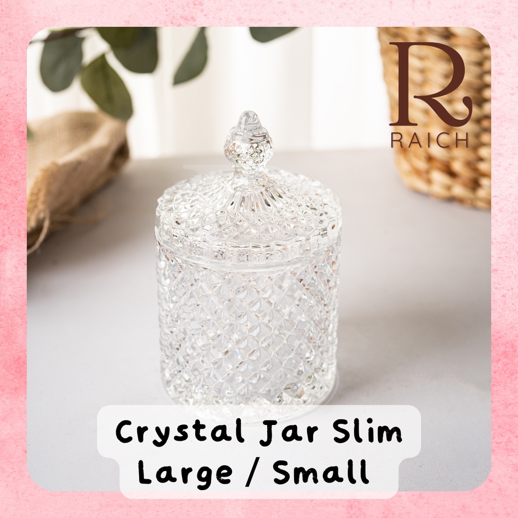 Crystal Glass SLIM 250 ml  Glass Candle and Sugar Jar Wadah Kaca Kristal Lilin Permen Aromatic