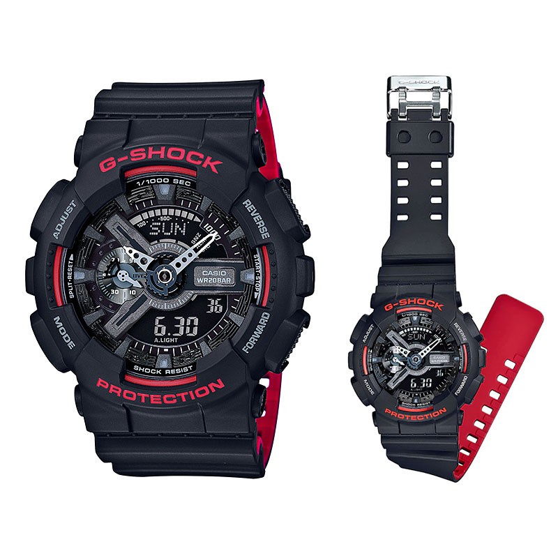 Casio GA-110HR-1ADR - Digital Analog Dial Red Black Resin Band