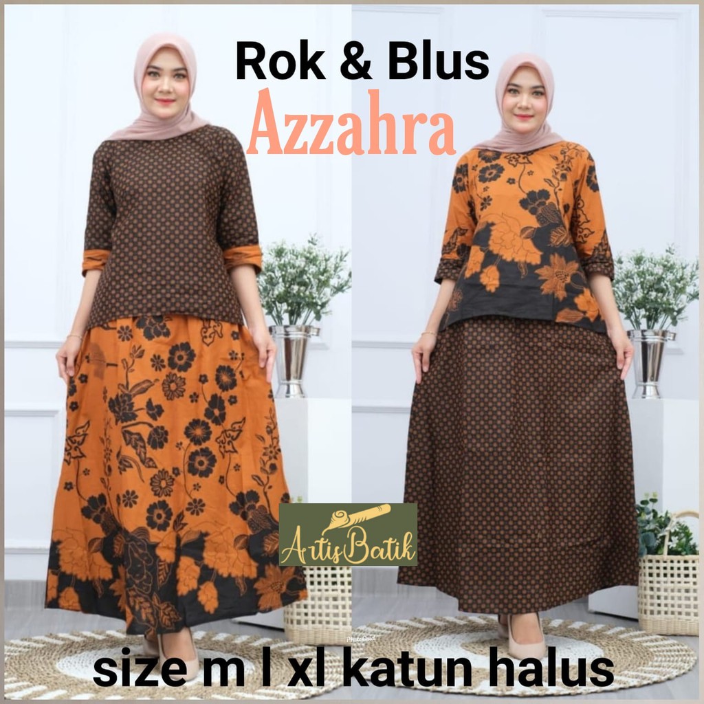 3 WARNA SERI SETELAN BATIK SET ROK DAN BLUS AZZAHRA CANTIK BATIK WANITA BLUS ROK SETELAN SERAGAM BAT