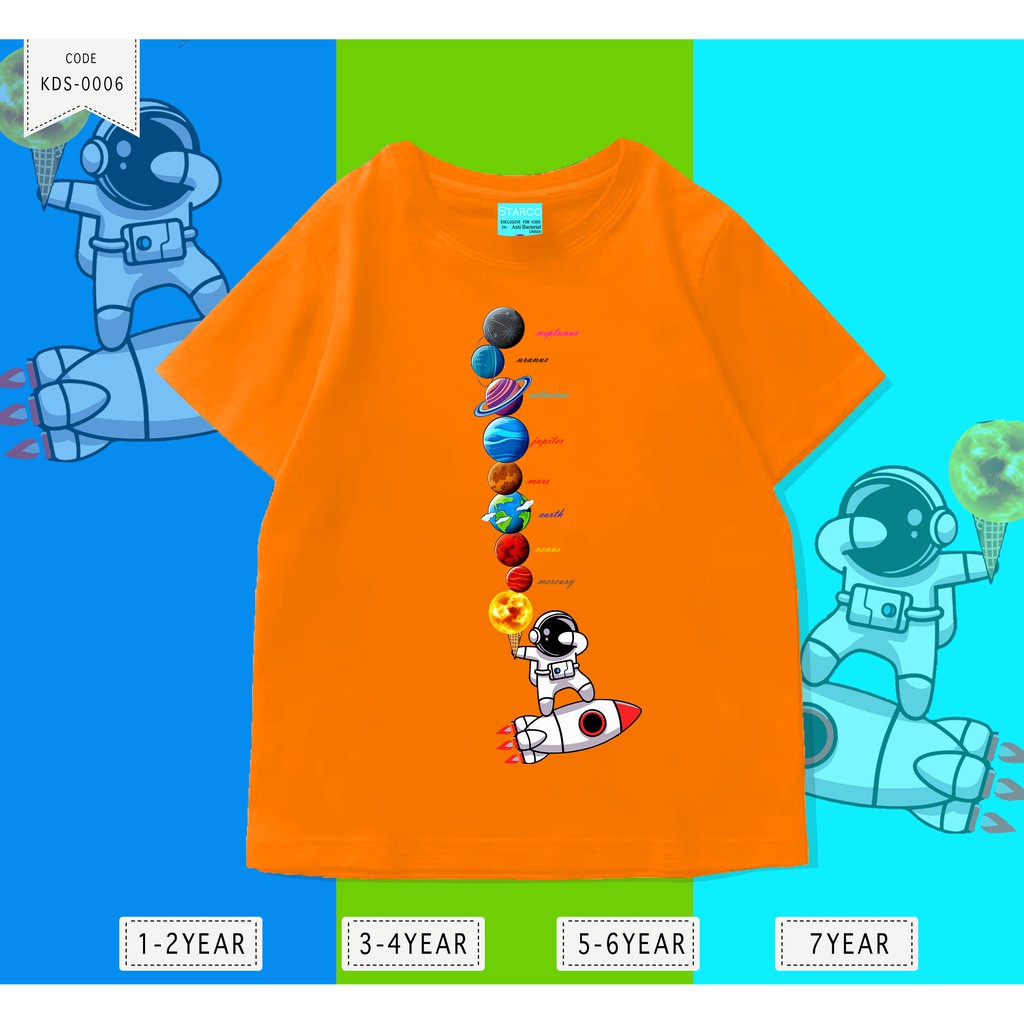 Baju Anak Angkasa  / Kaos Distro DTF Anak Laki Laki dan Perempuan / Unisex / Motif Astronot