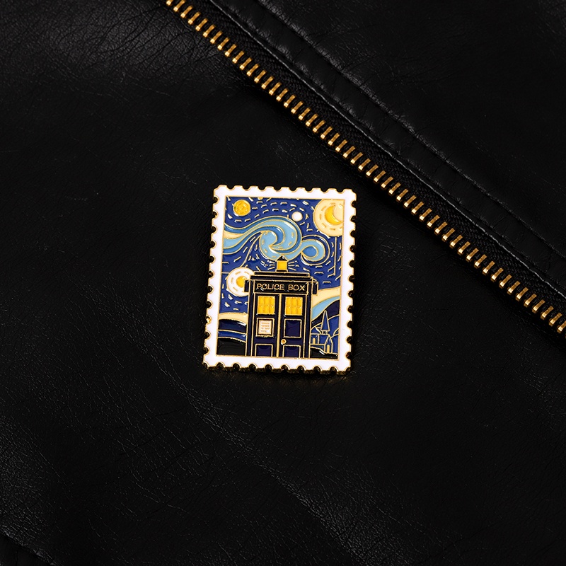 Bros Pin Enamel Desain Kartun Stasiun Polisi Untuk Ransel