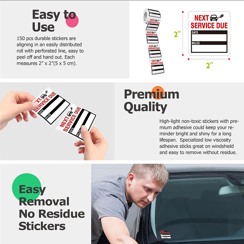 Wonder Oil Change Stiker Removable Next Service Due Self-adhesive Auto Maintenance