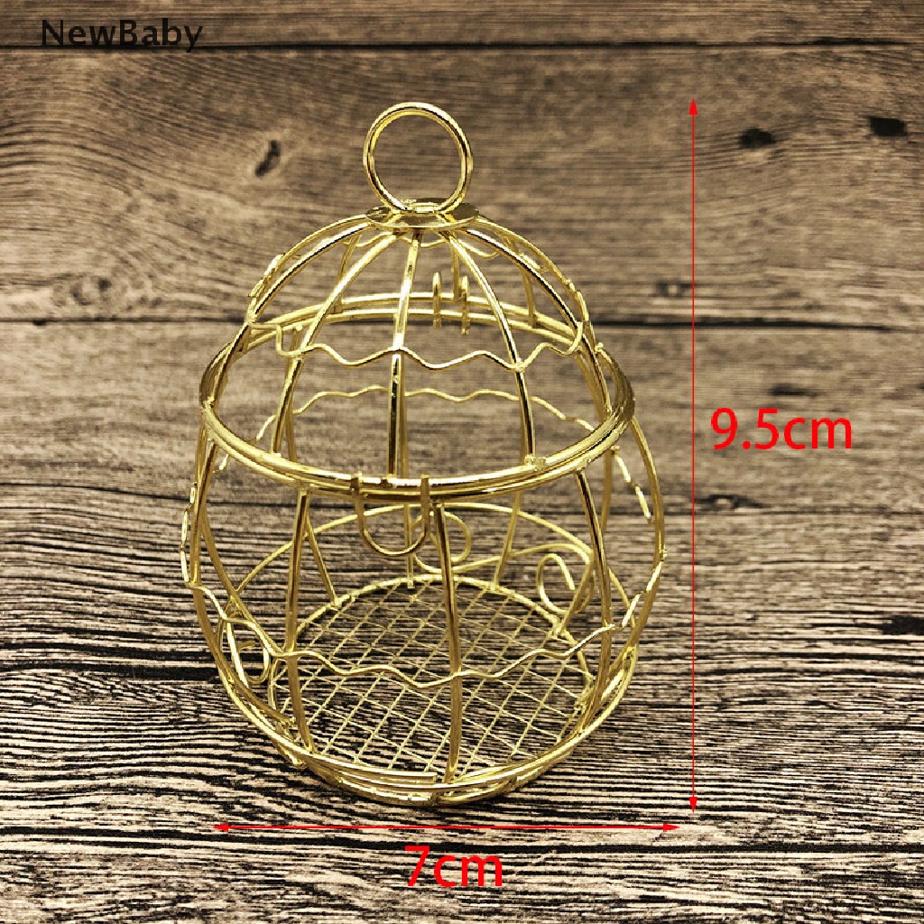 New Kotak Permen Bentuk Sangkar Burung Mini Bahan metal Warna Emas Gaya vintage retro Untuk baby shower
