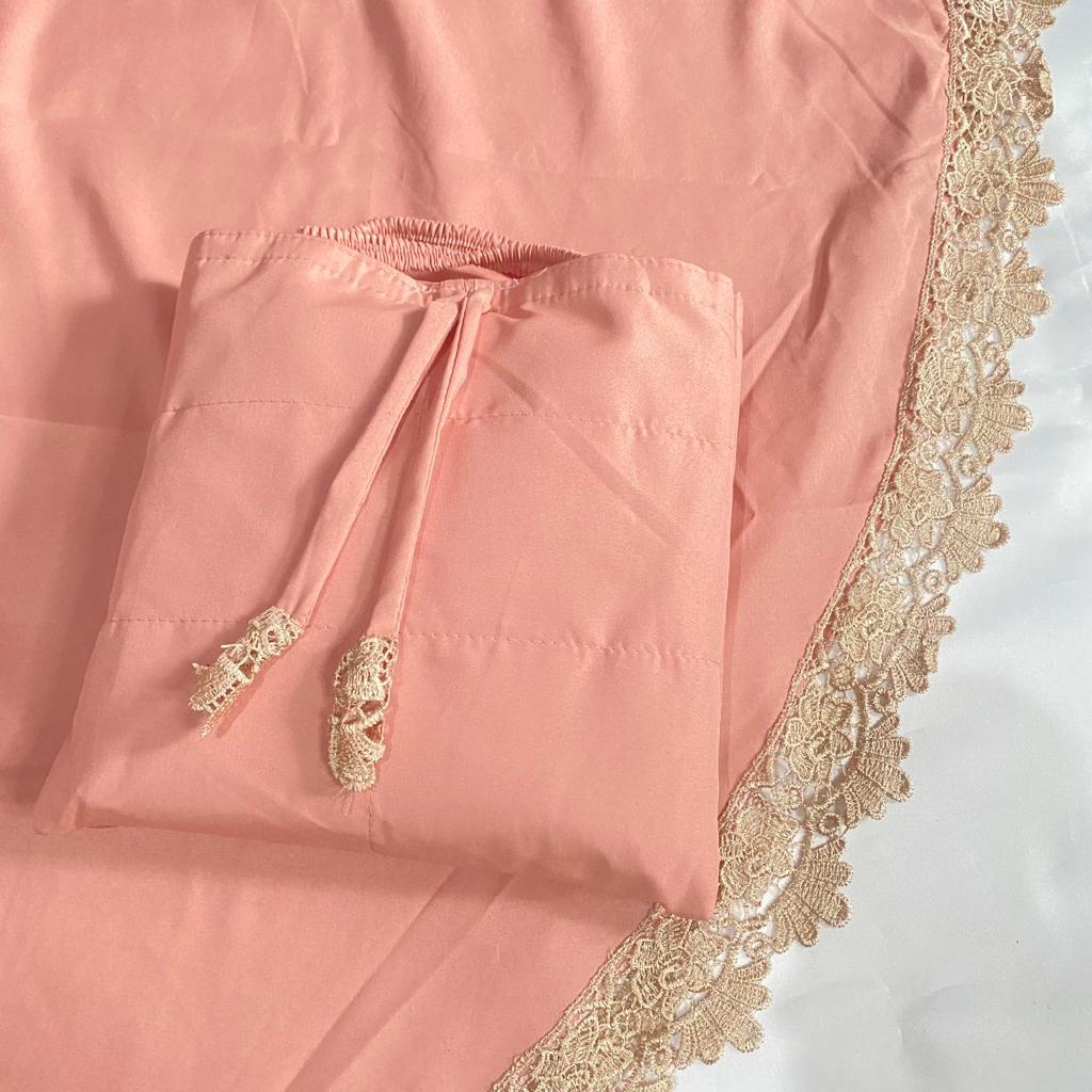 Mukena Dewasa 2in1 Elegan Luna Renda Mewah Tas Traveling Kekinian Katun