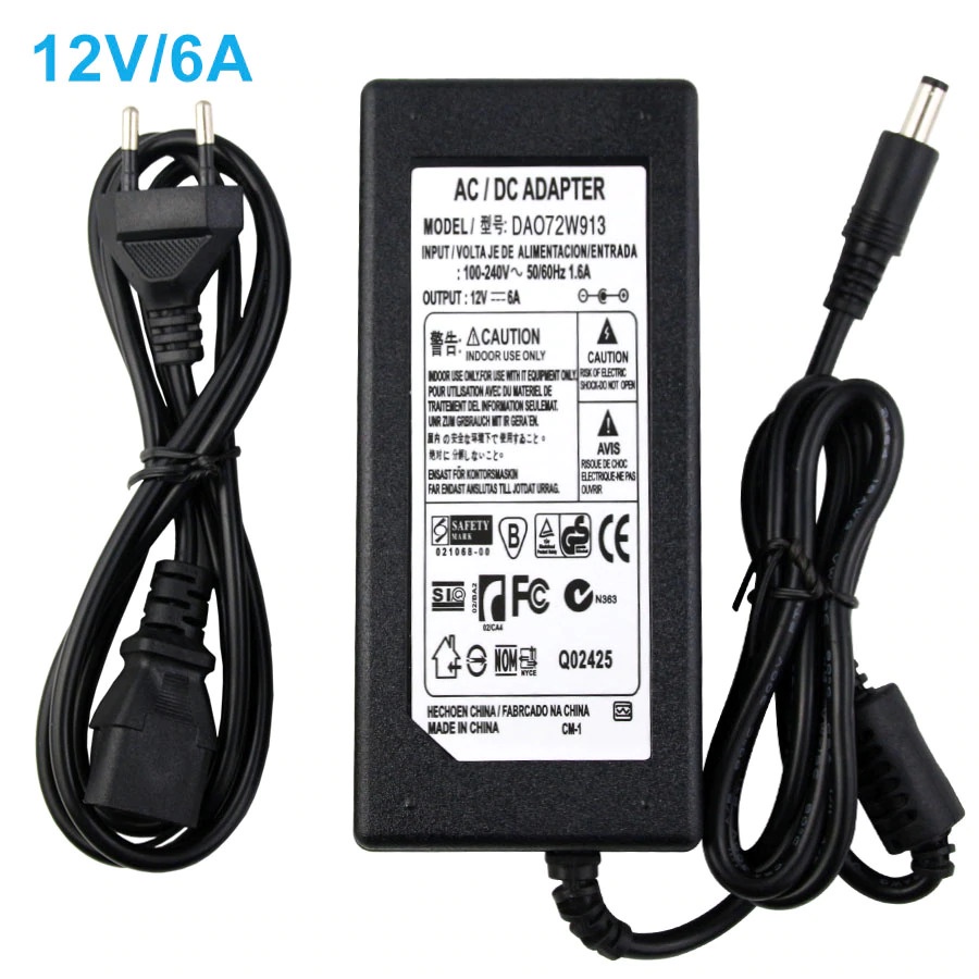 Power Adaptor LED Strip Monitor DC 12V 6A