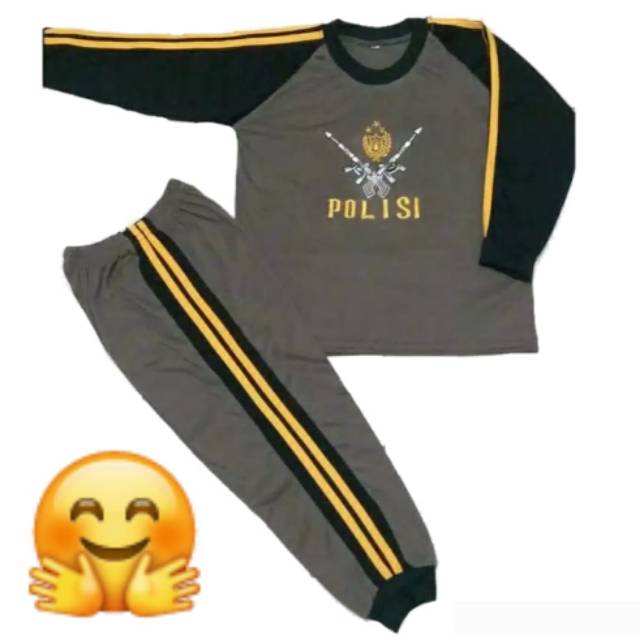 Kaos setelan anak "polisi" treaning/lengan panjang