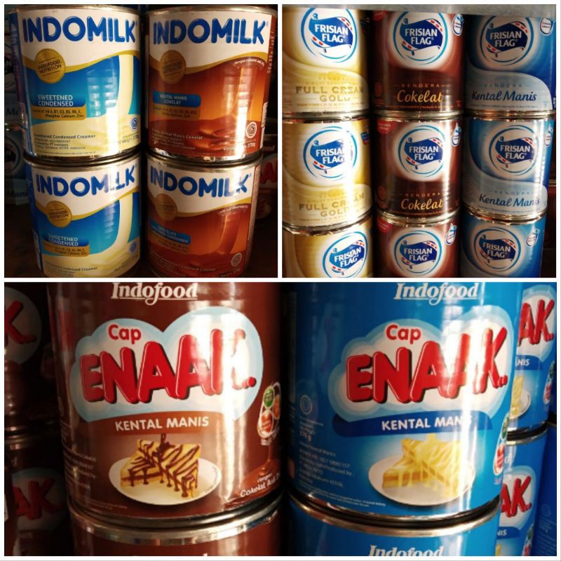 

Susu Kental Manis Cap Enaak / Indomilk / Frisian Flag (Bendera) ---> @370gr