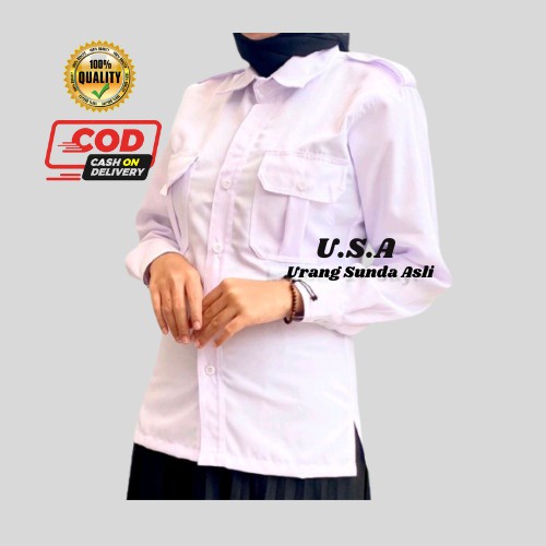 kemeja pdh putih lengan panjang / Atasanputih wanita lengan panjang /baju dinas putih wanita / baju pdh putih wanita