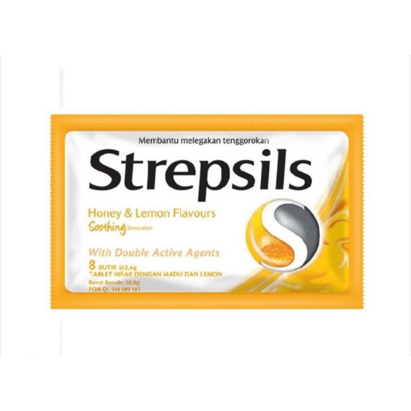 

STREPSIL PERMEN PELEGA TENGGOROKAN - PER BUNGKUS @ 8 BUTIR - RASA HONEY & LEMON