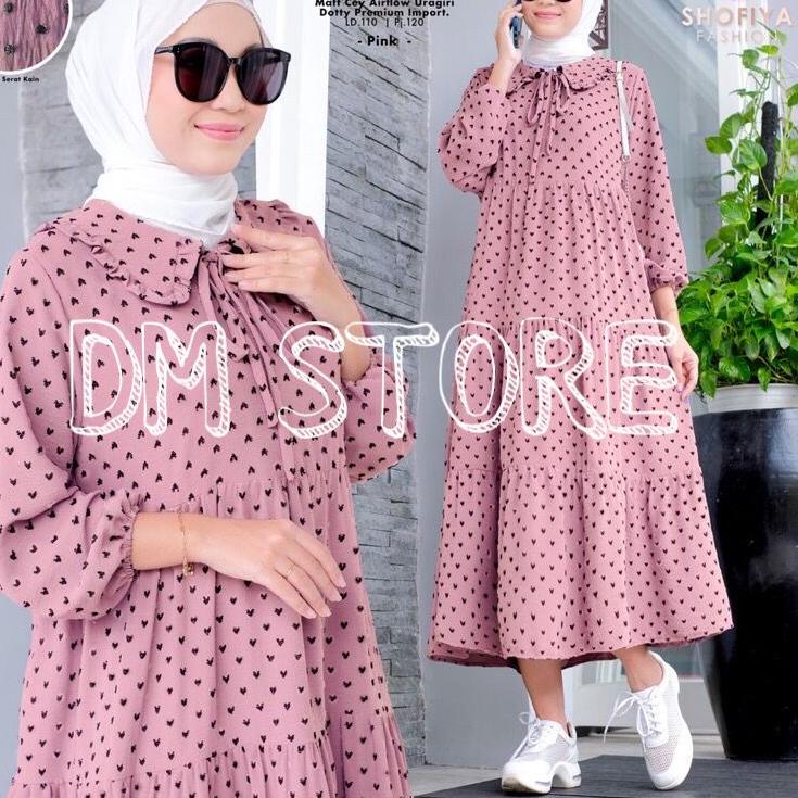VIRALL,,,,gamis ruby crinkle Airflow Uragiri2022 / Midi Dress Dotty Gamis Home Dress Busui Katun Cri