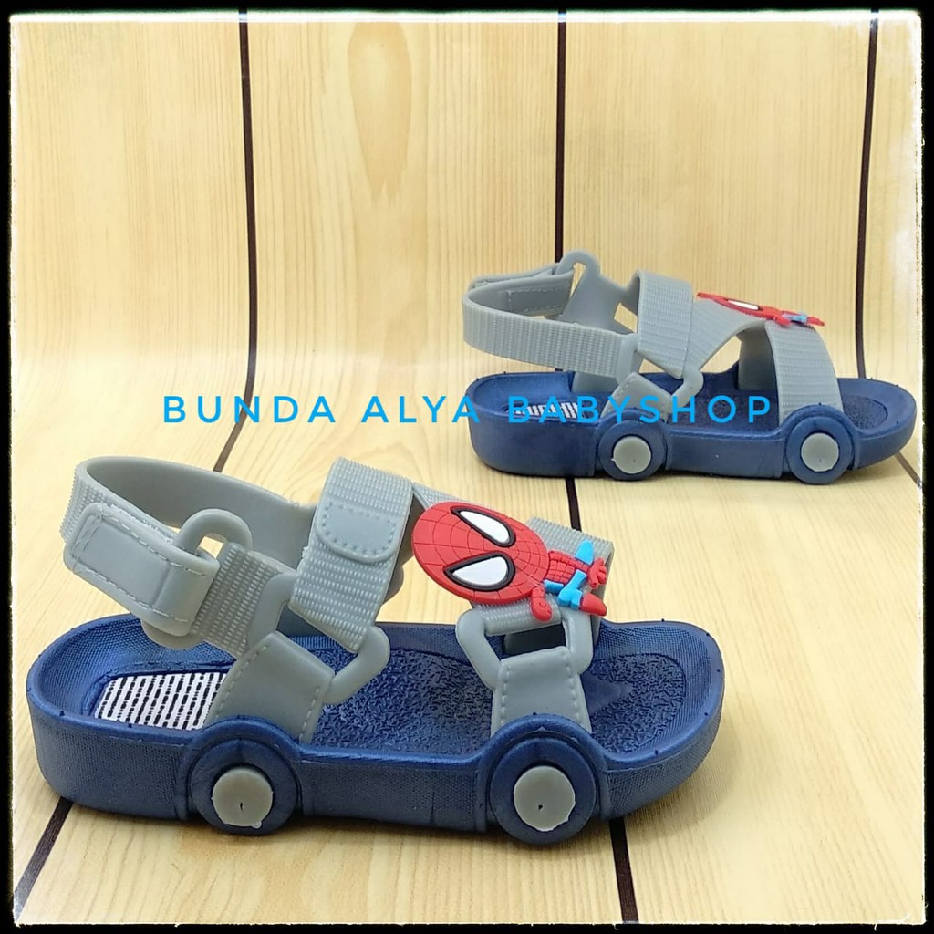 Sendal Anak Laki IMPORT Umur 1 2 3 Tahun Karet Anti Slip - Sendal Anak Cowok Lentur NAVY Kartun Size 24 - 29