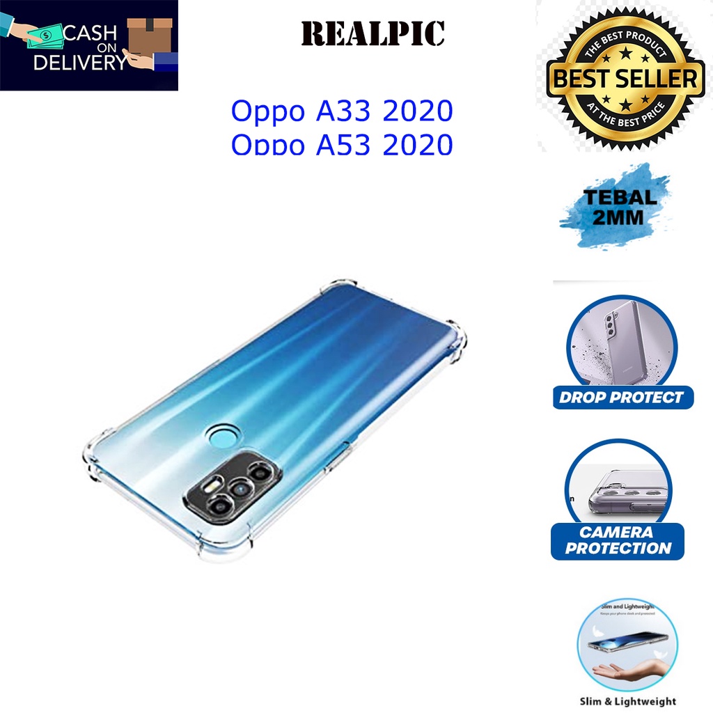 Case Oppo A33 2020 / Oppo A53 2020 Casing Clear HD KETEBALAN 2MM BENING TRANSPARAN TPU Premium Softcase